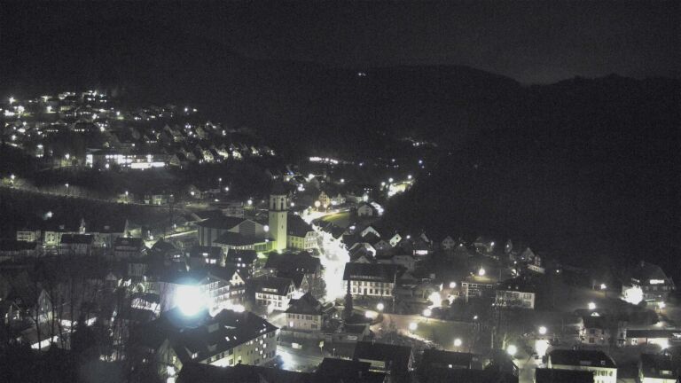 Dieses Bild zeigt eine Webcam-Aufnahme von Ottenhöfen, aufgenommen am Freitag, den 13.02.2026 um 19:30 Uhr