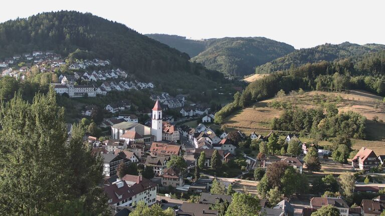 Dieses Bild zeigt eine Webcam-Aufnahme von Ottenhöfen, aufgenommen am Freitag, den 14.08.2026 um 08:00 Uhr