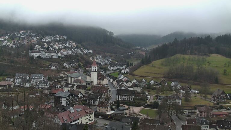 Dieses Bild zeigt eine Webcam-Aufnahme von Ottenhöfen, aufgenommen am Samstag, den 14.02.2026 um 15:50 Uhr