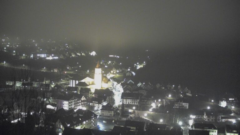 Dieses Bild zeigt eine Webcam-Aufnahme von Ottenhöfen, aufgenommen am Samstag, den 14.02.2026 um 19:20 Uhr