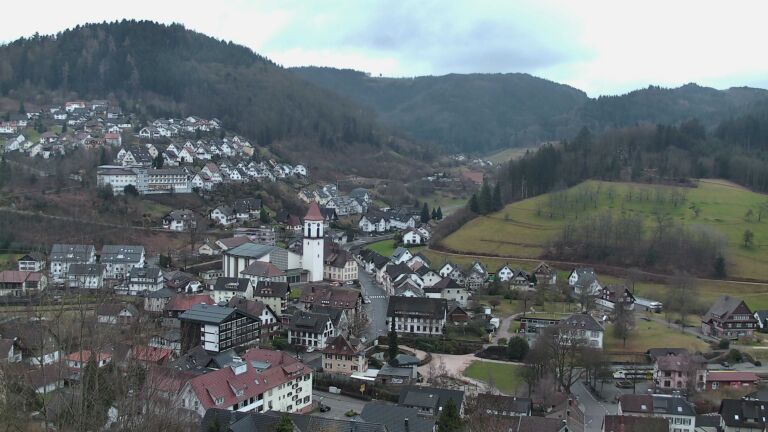 Dieses Bild zeigt eine Webcam-Aufnahme von Ottenhöfen, aufgenommen am Samstag, den 14.02.2026 um 07:50 Uhr