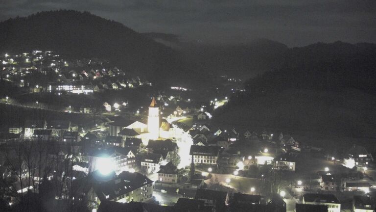 Dieses Bild zeigt eine Webcam-Aufnahme von Ottenhöfen, aufgenommen am Donnerstag, den 29.01.2026 um 19:00 Uhr