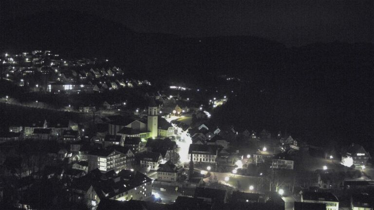 Dieses Bild zeigt eine Webcam-Aufnahme von Ottenhöfen, aufgenommen am Freitag, den 13.02.2026 um 22:00 Uhr