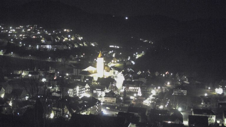 Dieses Bild zeigt eine Webcam-Aufnahme von Ottenhöfen, aufgenommen am Freitag, den 12.12.2025 um 22:00 Uhr