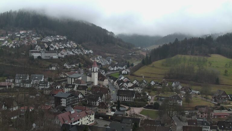 Dieses Bild zeigt eine Webcam-Aufnahme von Ottenhöfen, aufgenommen am Samstag, den 14.02.2026 um 17:20 Uhr