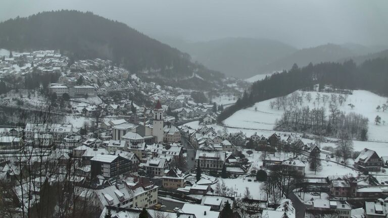 Dieses Bild zeigt eine Webcam-Aufnahme von Ottenhöfen, aufgenommen am Donnerstag, den 08.01.2026 um 16:20 Uhr