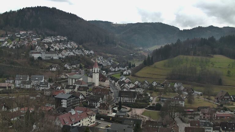 Dieses Bild zeigt eine Webcam-Aufnahme von Ottenhöfen, aufgenommen am Sonntag, den 01.02.2026 um 13:50 Uhr