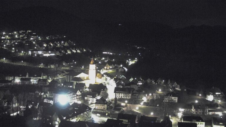 Dieses Bild zeigt eine Webcam-Aufnahme von Ottenhöfen, aufgenommen am Samstag, den 21.02.2026 um 19:10 Uhr