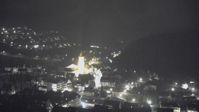 Dieses Bild zeigt eine Webcam-Aufnahme von Ottenhöfen, aufgenommen am Samstag, den 14.02.2026 um 22:00 Uhr