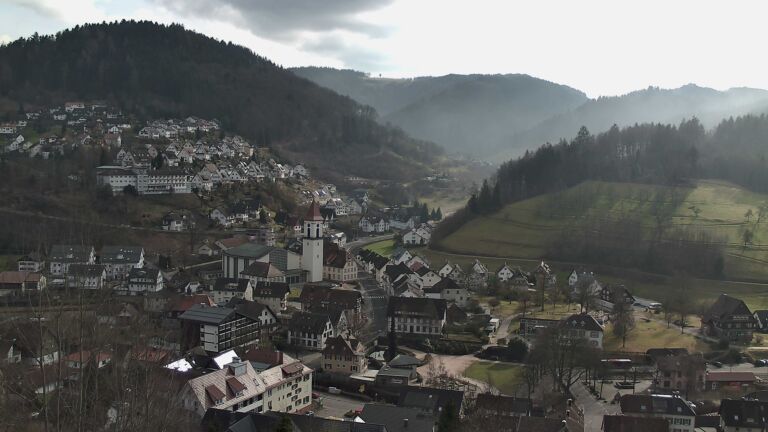 Dieses Bild zeigt eine Webcam-Aufnahme von Ottenhöfen, aufgenommen am Montag, den 09.02.2026 um 13:50 Uhr