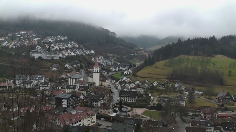 Dieses Bild zeigt eine Webcam-Aufnahme von Ottenhöfen, aufgenommen am Samstag, den 14.02.2026 um 13:50 Uhr