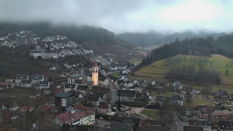 Dieses Bild zeigt eine Webcam-Aufnahme von Ottenhöfen, aufgenommen am Samstag, den 14.02.2026 um 17:40 Uhr