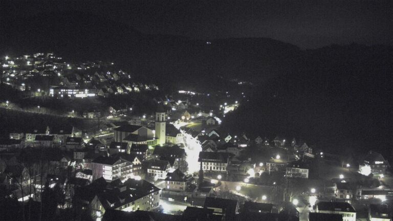 Dieses Bild zeigt eine Webcam-Aufnahme von Ottenhöfen, aufgenommen am Freitag, den 13.02.2026 um 20:00 Uhr