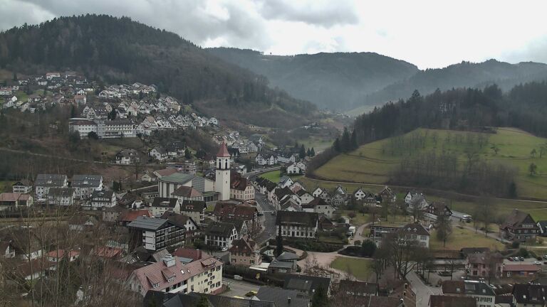 Dieses Bild zeigt eine Webcam-Aufnahme von Ottenhöfen, aufgenommen am Sonntag, den 01.02.2026 um 14:10 Uhr