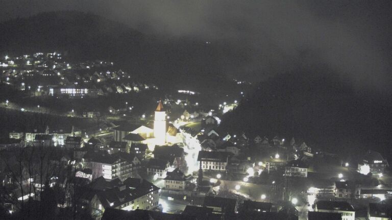 Dieses Bild zeigt eine Webcam-Aufnahme von Ottenhöfen, aufgenommen am Mittwoch, den 28.01.2026 um 19:30 Uhr