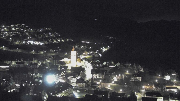 Dieses Bild zeigt eine Webcam-Aufnahme von Ottenhöfen, aufgenommen am Montag, den 16.02.2026 um 19:10 Uhr