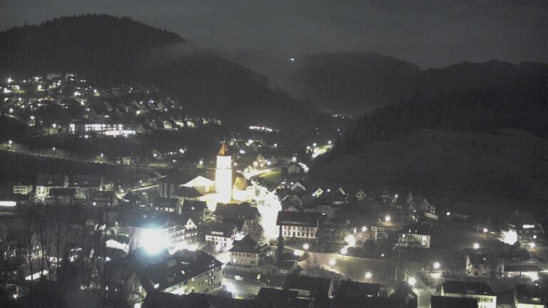 Dieses Bild zeigt eine Webcam-Aufnahme von Ottenhöfen, aufgenommen am Donnerstag, den 29.01.2026 um 19:10 Uhr