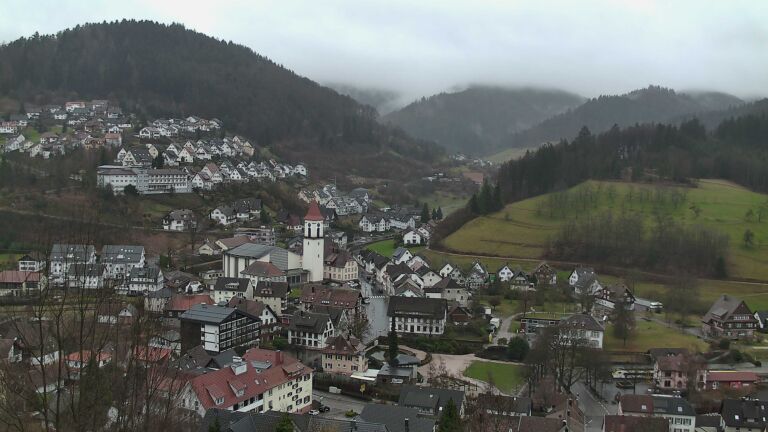 Dieses Bild zeigt eine Webcam-Aufnahme von Ottenhöfen, aufgenommen am Samstag, den 21.02.2026 um 12:30 Uhr